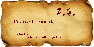Preiszl Henrik névjegykártya